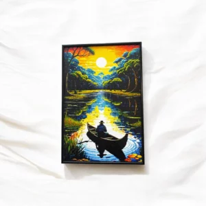 تابلو طرح غروب و ماهیگیر 30*20