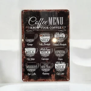 پلاک فلزی طرح Coffee Menu