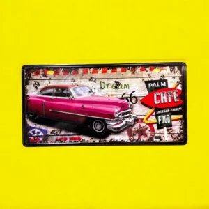 پلاک فلزی طرح Pink Car 30*15