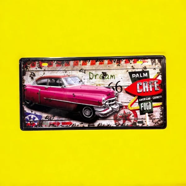 پلاک فلزی طرح Pink Car 30*15