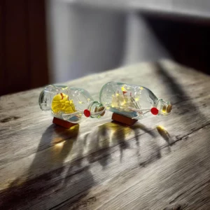 دکوری کشتی داخل بطری ۱۵ سانتیمتری LEDدار