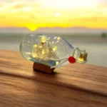 دکوری کشتی داخل بطری ۱۵ سانتیمتری LEDدار سفید