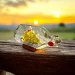 دکوری کشتی داخل بطری ۱۵ سانتیمتری LEDدار زرد
