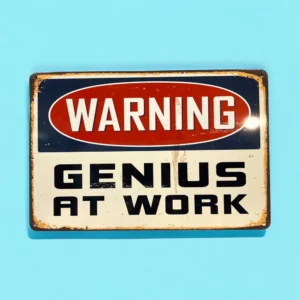 پلاک فلزی طرح Genius At Work 30*20