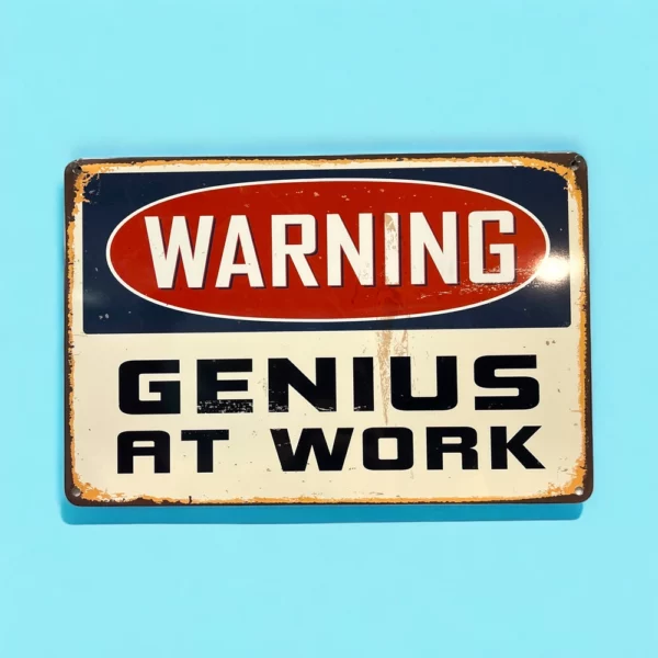 پلاک فلزی طرح Genius At Work 30*20