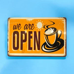 پلاک فلزی طرح We Are Open 30*20