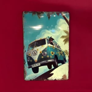 پلاک فلزی طرح Dog and Van 30*20